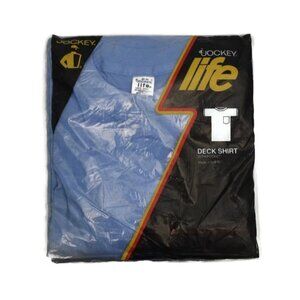Jockey Life Mens Large Deck Shirt Pocket Blue T Shirt Tee New Old Stock 8355